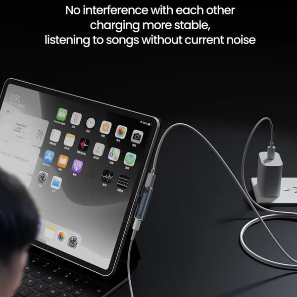 USB-C han til 3,5 mm lyd + USB-C PD 100W opladningsadapter