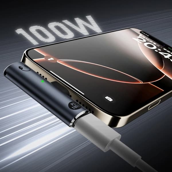 USB-C han til 3,5 mm lyd + USB-C PD 100W opladningsadapter