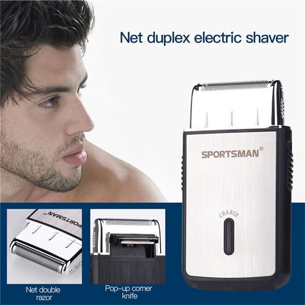 SPORTSMAN 2 in 1 mini johdoton parranajokone USB-ladattava sähkötrimmeri