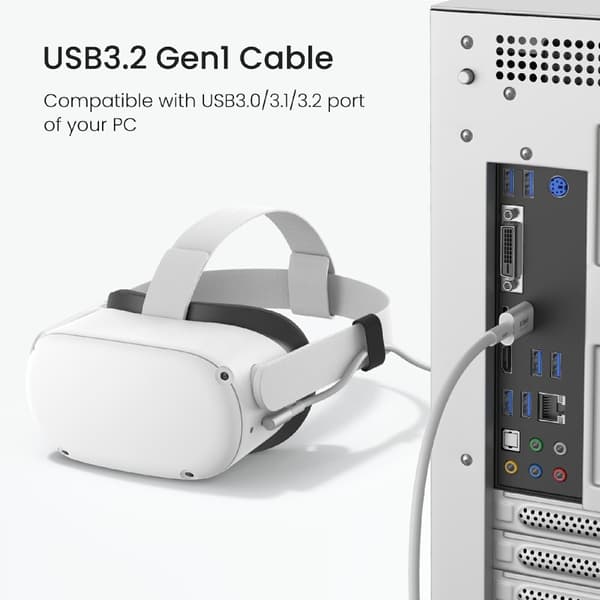QC-8.5 5m Link-kabel for Meta Quest 3 3S PICO 4 VR-hodesett USB 3.0 High Speed