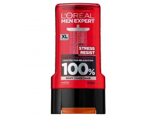 L'Oréal Paris (public) Men Expert Stress Resist, Aikuiset, Miehet, Vartalo &amp; hiukset, Yhdistelmäiho, 300 ml, Pullo