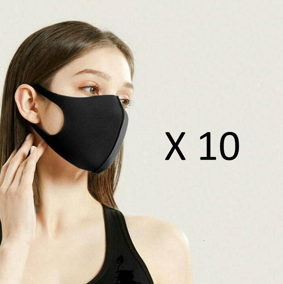 10-pack Tvättbar Munskydd Ansiktsmask Community Face Mask SVART