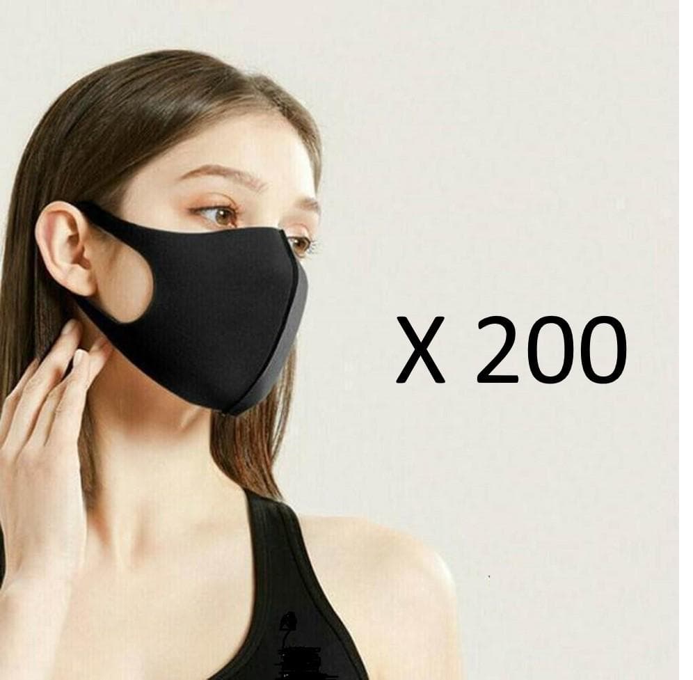 200-pack Tvättbar Munskydd Ansiktsmask Mask SVART