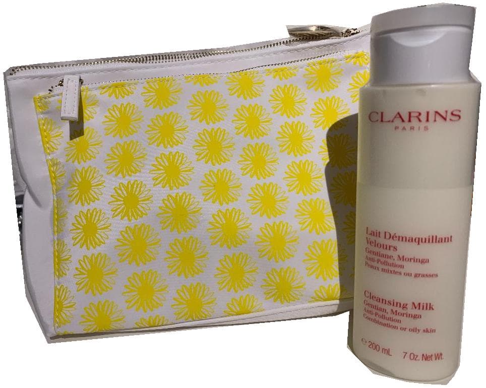 Clarins Cleansing Milk 200ml + Clinique Double Layer Makeup Bag