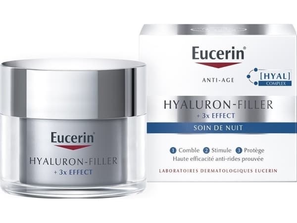 Eucerin Hyaluron-Filler Night, Kvinnor, Allmän hud, Ansikte, Anti-ageing, Regeneration, Kruka, Aqua, Glycerin, Butyrospermum Parkii Butter, Isopropyl