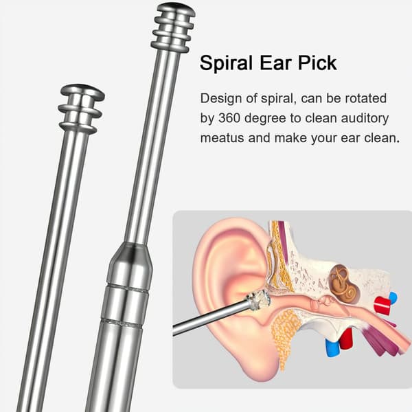 5PCS/set Stainless Steel Ear Pick Wax Curette Remover Cleaner