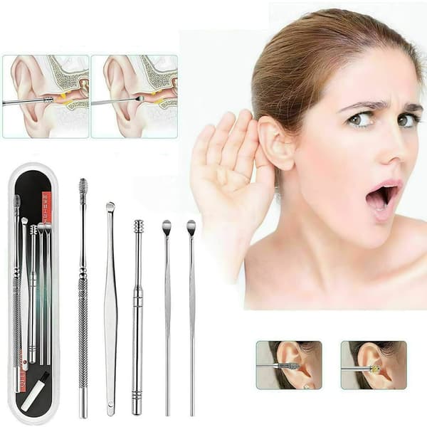 5PCS/set Stainless Steel Ear Pick Wax Curette Remover Cleaner