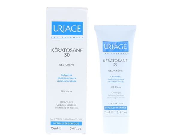 Uriage Kératosane 30, Kremhvit, Unisex, Fuktighets krem, Utjevning, Mykgjører, Tørr hud, Ru hud, 75 ml, Rør