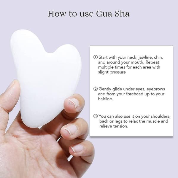 Gua Sha Skrapa / Sten - Äkta Mineralsten - White Jade