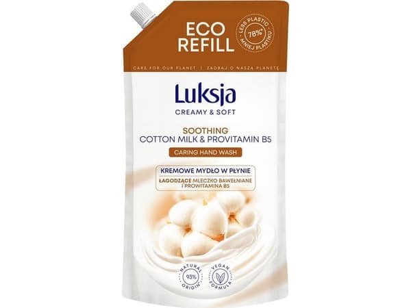Luksja Luksja Creamy & Soft Creme flytende såpe Bomullsmelk og Provitamin B5 900 ml refill-pakke