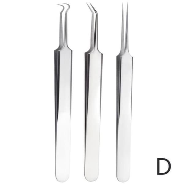 Pincetter för Akne/Pormask (Rostfritt Stål) 3-Pack (D)