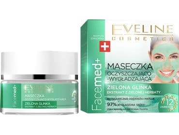 EVELINE_Facemed+ rensende og glattende maske med grønn leire for normal hud 50ml