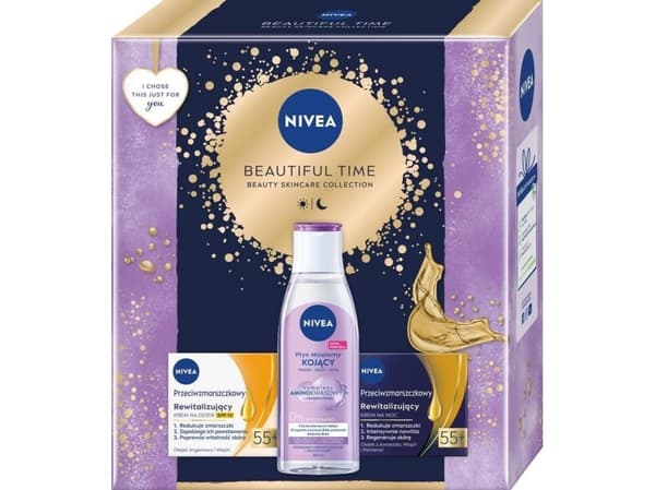 NIVEA_SET Beautiful Time micellær væske 200ml + Day Creme 55+ 50ml + natcreme 55+ 50ml