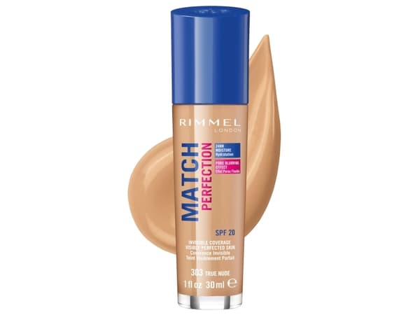 Rimmel Match Perfection Foundation, Pumpe flaske, Væske, Alle hudtyper, Utjevning, Varm, True Nude