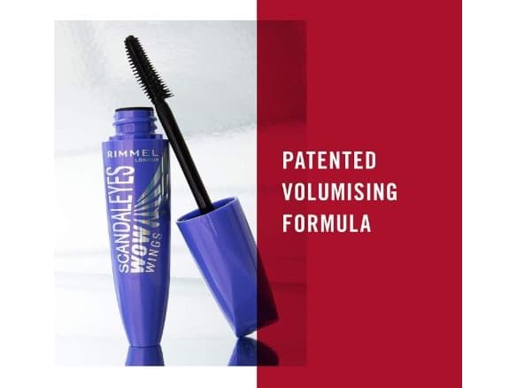 Rimmel Scandaleyes WOW Wings, Sort, Black, Krøller, Volumizing / forstørre, 12 ml, Aqua/water/eau, Paraffin, Glyceryl Stearate, Copernicia Cerifera C