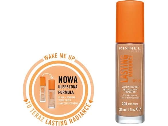 Rimmel Podkład do twarzy Lasting Radiance Anti-Pollution Foundation200 Soft Beige 30ml