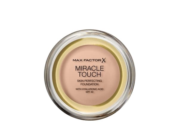 Max Factor Miracle Touch Perfecting Foundation, 40 Creamy Ivory, Full Coverage and Moisturising Effect with Hyaluronic Acid and SPF 30 Formula, 11.5