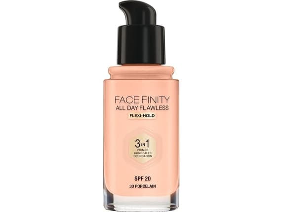 MAX FACTOR Facefinity All Day Flawless 3in1 Foundation Spf20 30 Porcelain 30ml