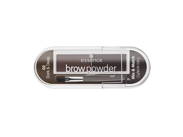 Essence ESSENCE_Brow Powder Sett for styling av øyenbryn med en børste 02 Dark Deep 2,3g