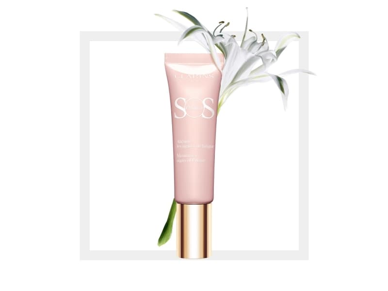 Clarins SOS Primer, Alla hudtyper, Trötthetsmotverkande, Självtorkning, Rose, Rör, Gräddvit