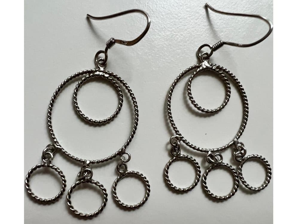 Unikt Långa Örhängen med 5 ringhängen i Äkta Silver