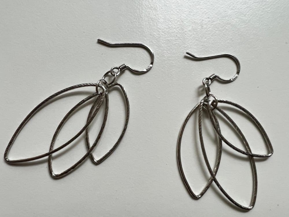 Unikt Långa Örhängen med 3 Ovala ringhängen i Äkta Silver