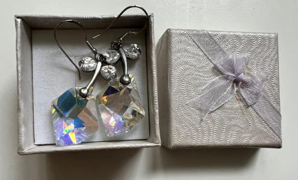 Äkta Silver med Romb-formiga Swarovski kristaller-Örhängen