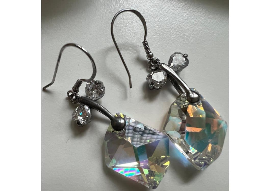 Äkta Silver med Romb-formiga Swarovski kristaller-Örhängen