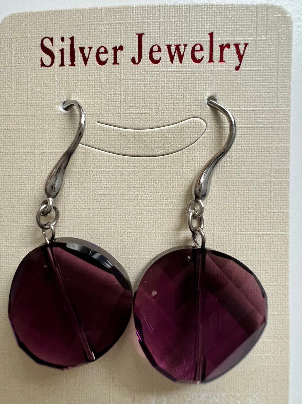 Äkta Silverörhängen med Purple Red Zirkoner