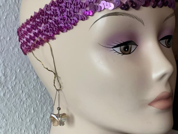 Äkta Silverörhängen med Smokey Champagne Fjäril-Swarovski-Kristaller