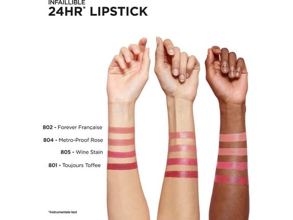 L'Oréal Paris - Ufeilbarlig 24-timers leppestift - 801 Toujours Toffee - Naken - Langvarig, nærende leppestift - 5 ml