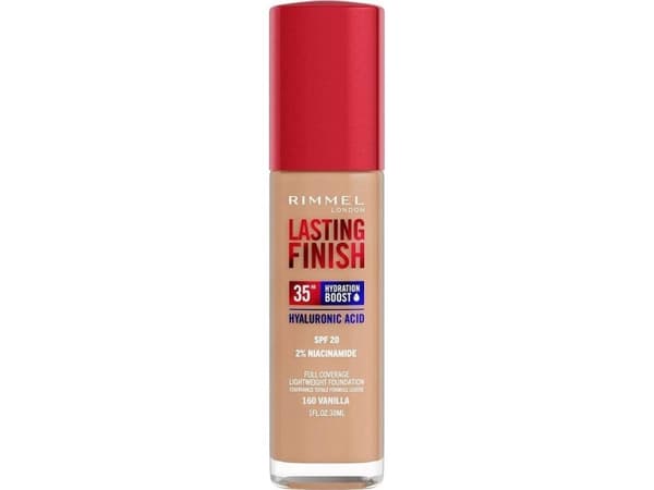 Rimmel Lasting Finish Hydration Boost 35H, pumpeflaske, flytende, normal hud, fuktighetsgivende, pleiende, beskyttelse, utjevning, lett, nøytral