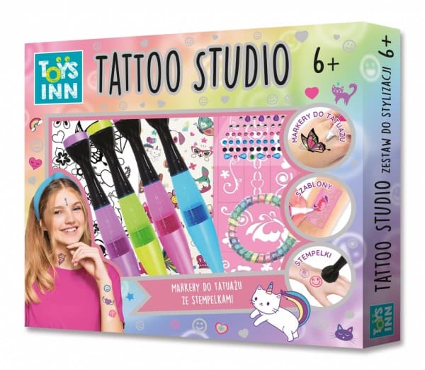Tattoo Studio Sett med tatoveringsmarkører med stempler