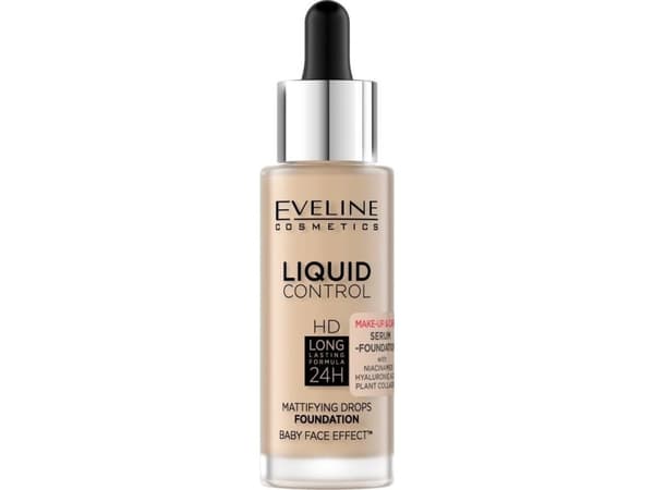 EVELINE_Liquid Control HD Mattifying Drops Foundation mattende ansiktsfoundation 015 Light Vanilla 32ml