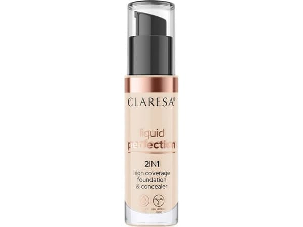 CLARESA_Liquid Perfection 2in1 nestemäinen peite- ja meikkivoide 102 Warm Medium 34g