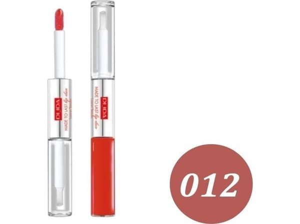 PUPA_Made To Last Lip Duo Liquid Lip Colour &amp; Topcoat Waterproof Long Lasting Lipstick &amp; Gloss 012 2x4ml
