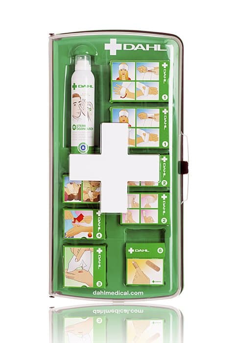 Förbandstavla Display D4 med dörr, beigefärgat innehåll