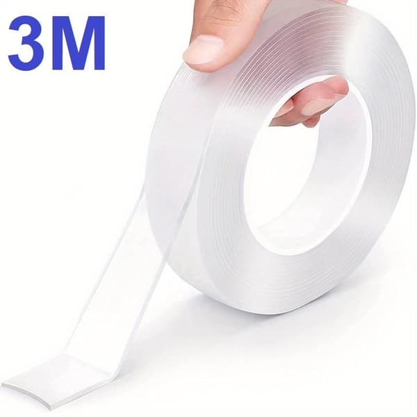 3 Meter Dubbelhäftande Nano tejp Återanvändbar Transparent