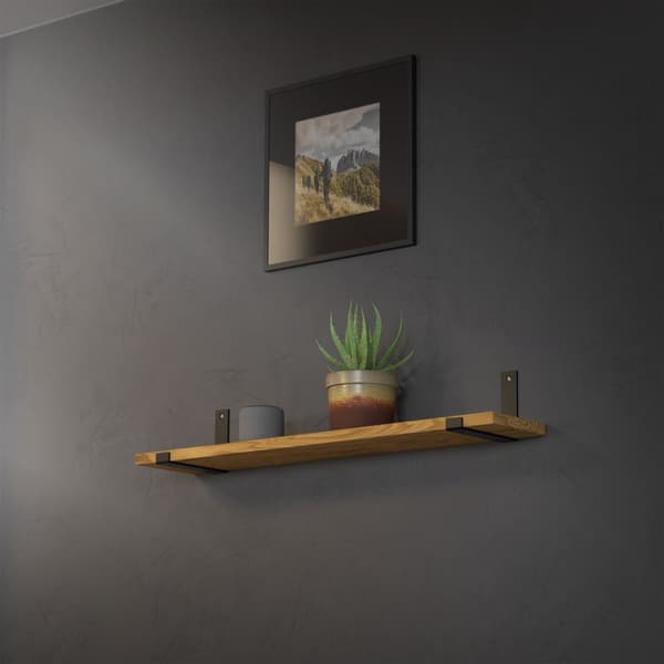 Hyllkonsol 2 st 20x4x14 cm svart metall 5 mm hål ML-Design