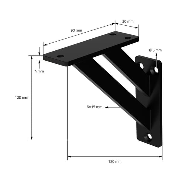 Hyldeknægte sæt med 2 stk. 120x120 mm sort aluminium ML-design