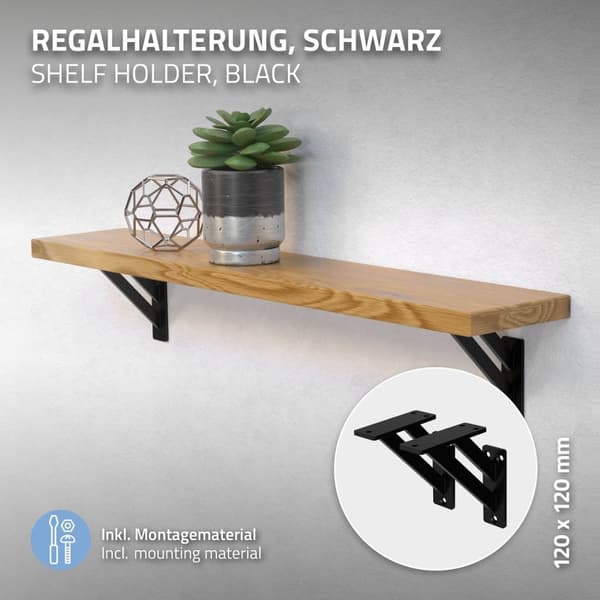 Hyldeknægte sæt med 2 stk. 120x120 mm sort aluminium ML-design