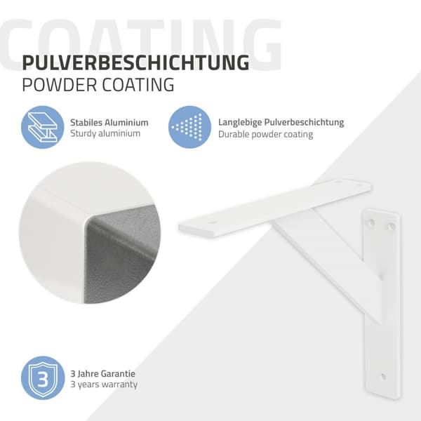 Hyldeknægte sæt med 2 stk. 180x180 mm hvid aluminium ML design