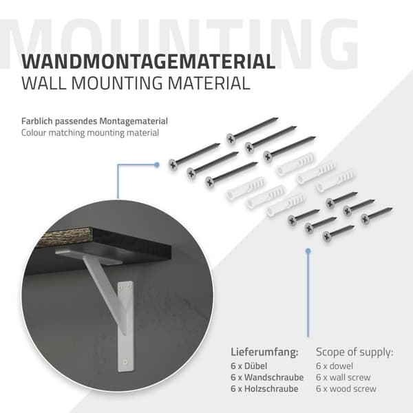 Hyldeknægte sæt med 2 stk. 180x180 mm hvid aluminium ML design
