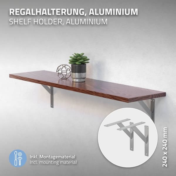 Hyllkonsoler 2 st 240x240 mm silver aluminium ML design
