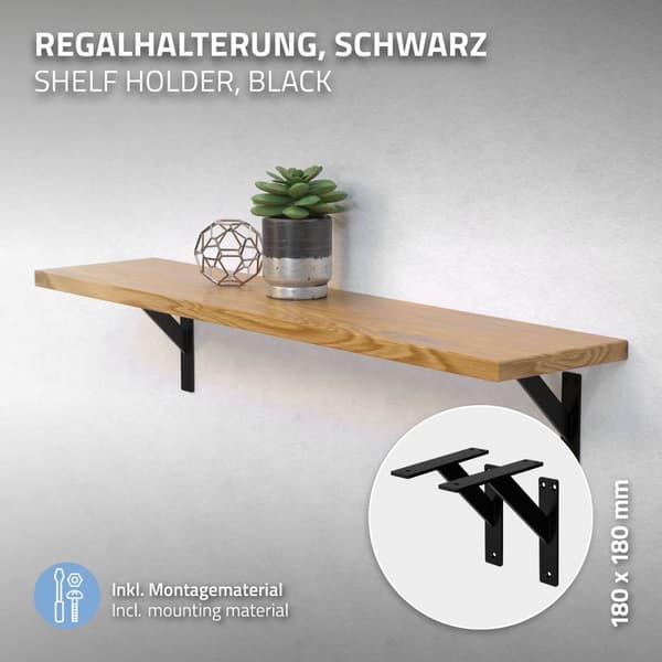 Hyllykannattimet 2 kpl 180x180 mm musta alumiini ML design