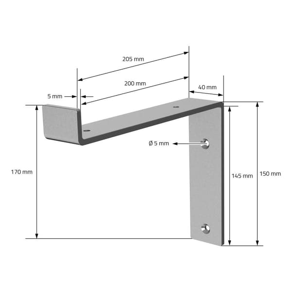 Hyllkonsol 2 st 20x4x14,5 cm industriell metall 5 mm hål ML design
