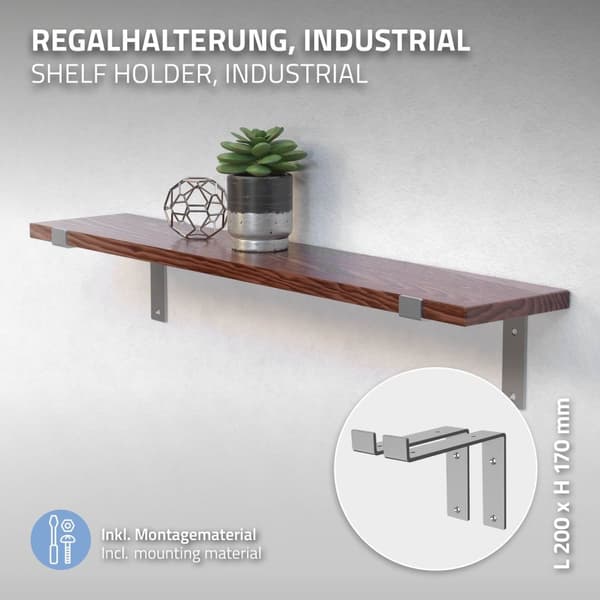 Hyllkonsol 2 st 20x4x14,5 cm industriell metall 5 mm hål ML design