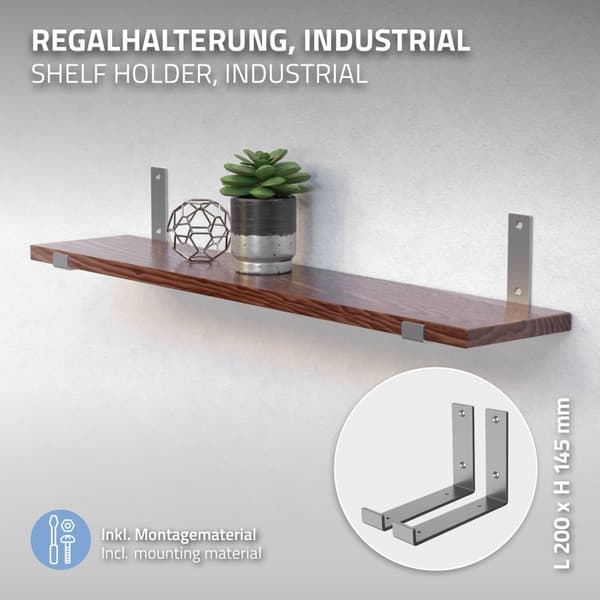 Hyllkonsol 2 st 20x4x14 cm metall Industriak 5 mm hål ML design