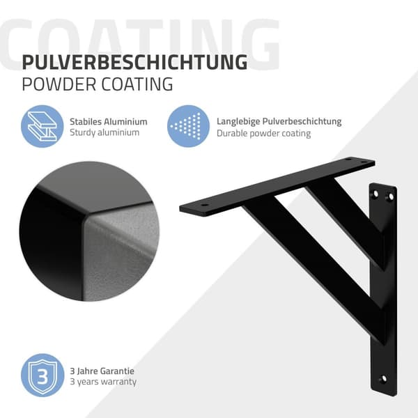 Hyldeknægte sæt med 2 stk. 240x240 mm sort aluminium ML-design