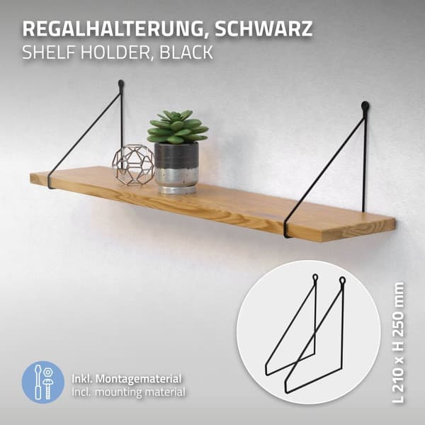 Hyllkonsol triangel 2 st 20x25 cm svart metall ML design